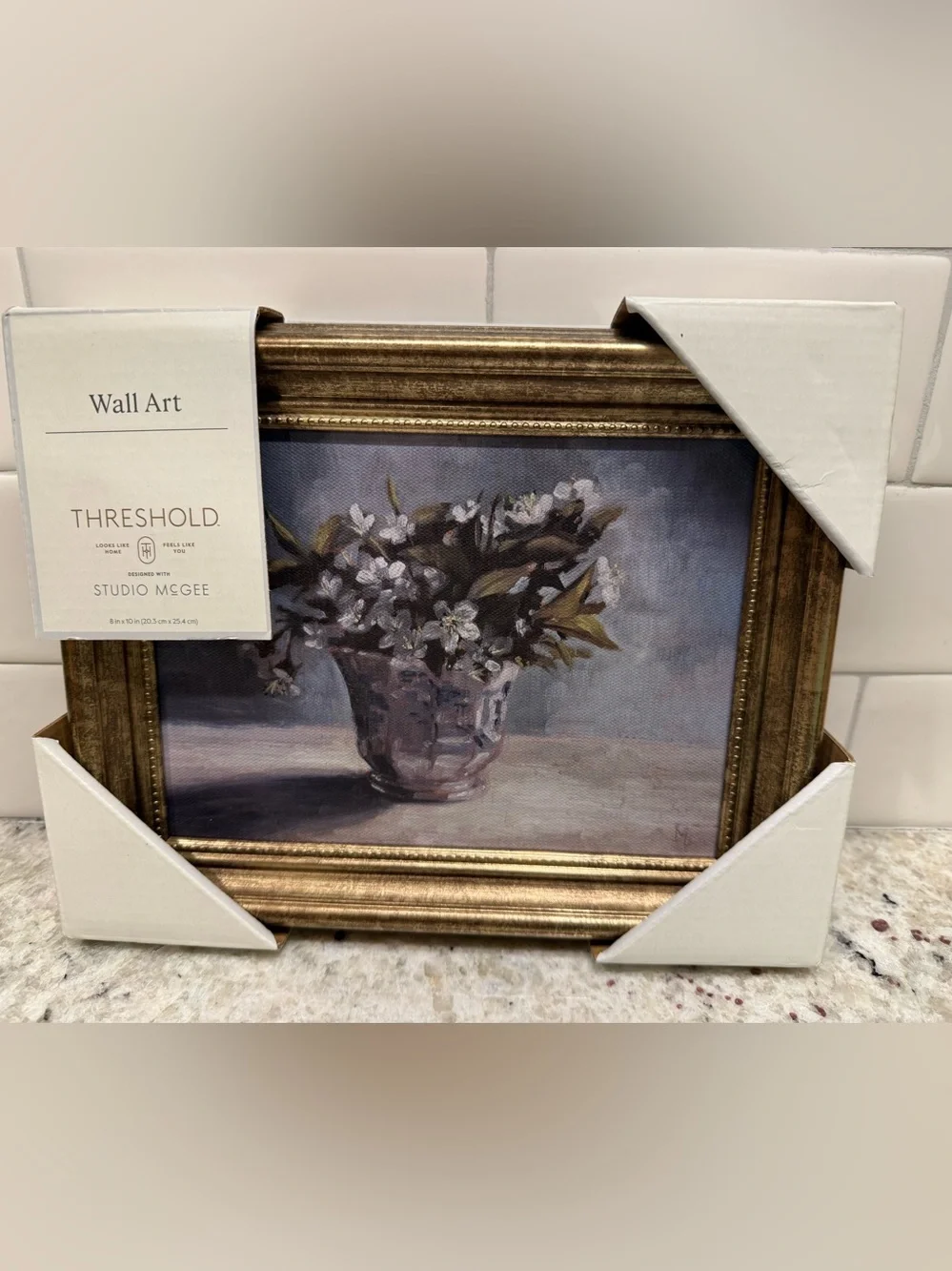 Threshold Studio McGee Floral Print w/Gold Vintage Style Frame 8”x10” NWT